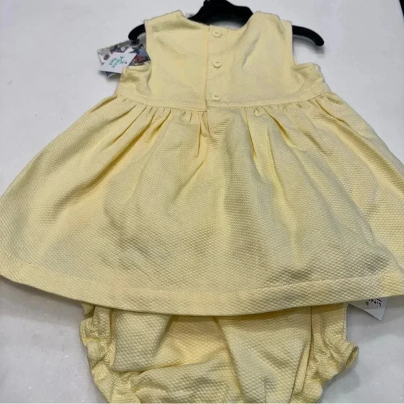 NWT Little Me Infant Girls cotton dress Yellow W/embroidered flowers 9 Months - Picture 9 of 13